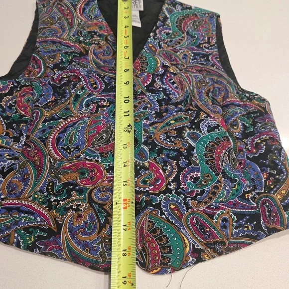 Vintage Koret Petites Paisley Vest Size 4P Multicolor Button Front Boho Retro - Picture 5 of 9